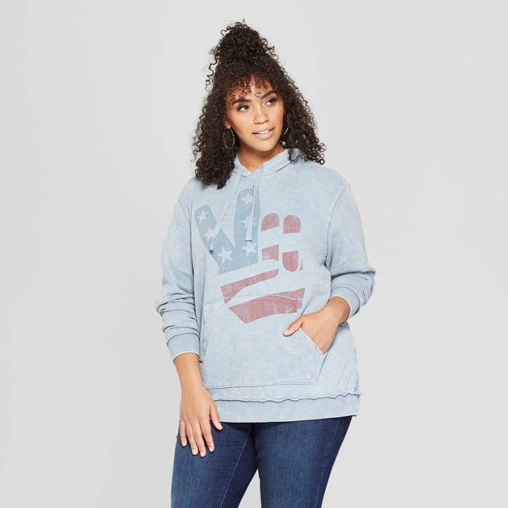 Junk Food Women's Plus Size Peace Sign Graphic Sweatshirt - Blue