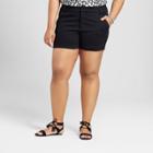 Women's Plus Size 5 Chino Shorts - Ava & Viv Black