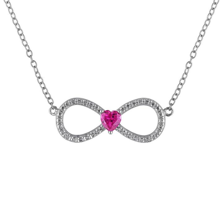 Target 1/4 Ct. T.w. Heart Shape Ruby Infinity Pendant Necklace In Sterling