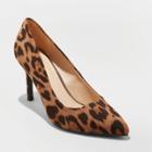Women's Gemma Wide Width Faux Leather Leopard Pointed Toe Heeled Pumps - A New Day Brown 10w,