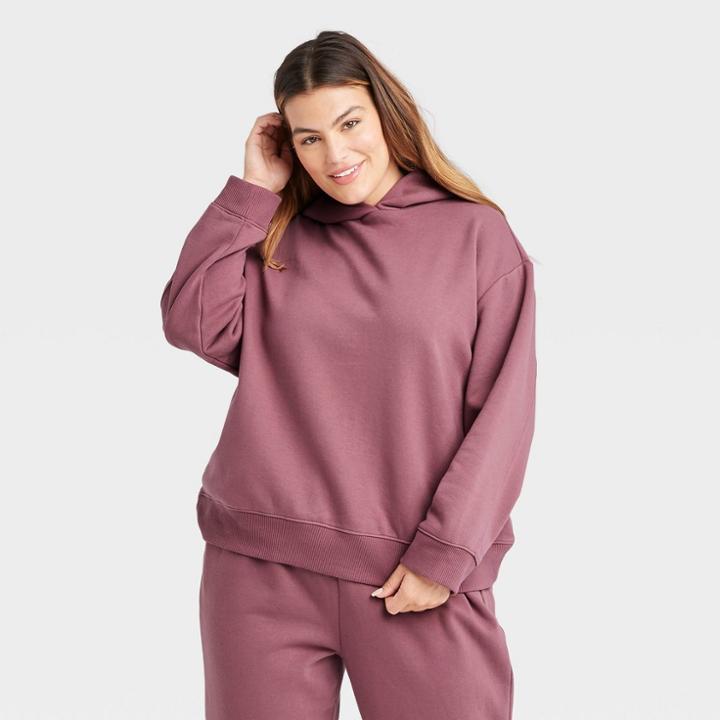 Women's Plus Size Hooded Sweatshirt - A New Day Mauve