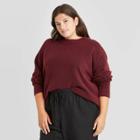 Women's Plus Size Slouchy Crewneck Pullover Sweater - A New Day Burgundy