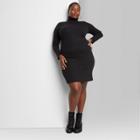 Women's Plus Size Long Sleeve Knit Dress - Wild Fable Black