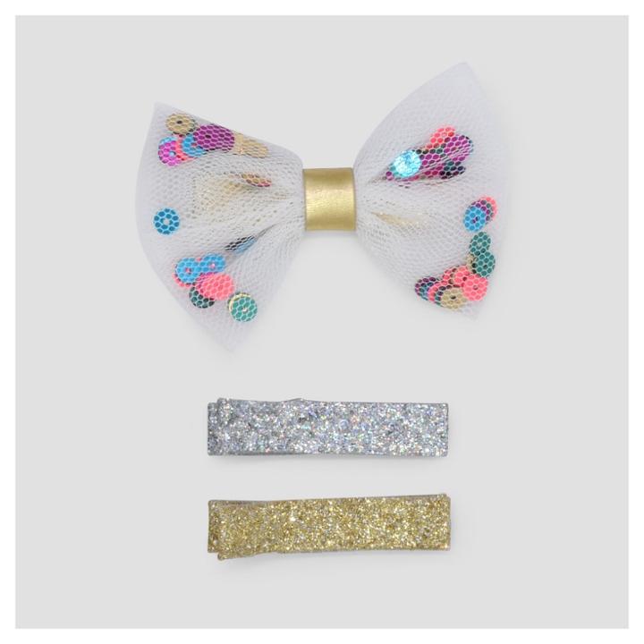 Girls' 3pk Confetti Bow Clips And Barrettes Cat & Jack,