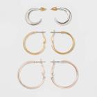 Target Smooth Hoop Earring Set 3ct - Wild Fable, Women's,