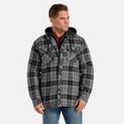 Dickies Men's Relaxed Fit Hooded Plaid Quilted Flannel Shirt Jacket - Gray