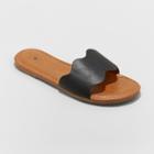 Women's Kate Scalloped Wide Width Slide Sandals - Shade & Shore Black 11w,