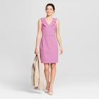 Women's Sleeveless Ponte Ruffle V-neck Sheath Dress - A New Day Purple