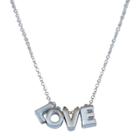 Zirconite Rodium Plated Love Charm Pendant Necklace Silver - 16, Women's