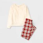 Girls' 2pc High Pile Fleece Pajama Set - Cat & Jack Cream