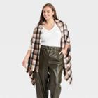 Women's Plus Size Plaid Wrap Jacket - A New Day Brown