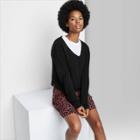 Women's V-neck Rib Knit Pullover Sweater - Wild Fable Black