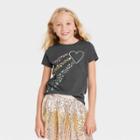 Girls' Short Sleeve 'heart' Graphic T-shirt - Cat & Jack Charcoal Gray