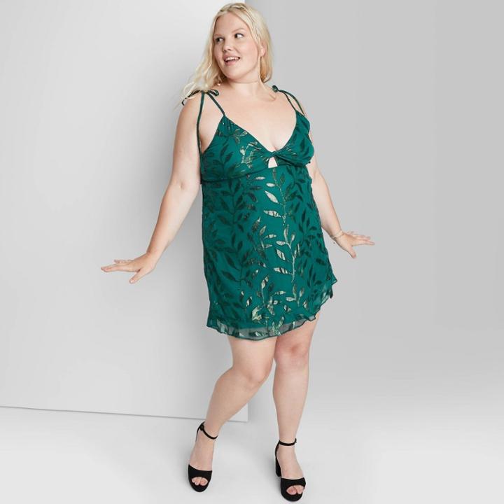 Women's Plus Size Sleeveless Cut Out Skater Dress - Wild Fable Teal Green