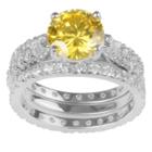 Journee Collection 5 4/5 Ct. T.w. Round-cut Cz Basket Set Wedding Ring Set In Sterling Silver - Yellow,