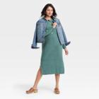 Women's Long Sleeve Henley Neck Sweater Dress - Universal Thread Teal Blue