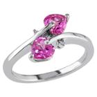 Target 1 Ct. T.w. Heart Shape Pink Sapphire And 0.007 Ct. T.w. Diamond Ring In Sterling Silver - Gh I3 - Pink,