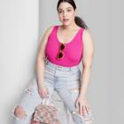 Women's Plus Size Textured Knit Versatile Tank Bodysuit - Wild Fable Vibrant Pink