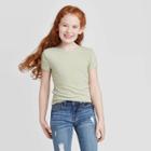 Petitegirls' Short Sleeve Ribbed T-shirt - Art Class Sage S, Girl's, Size: