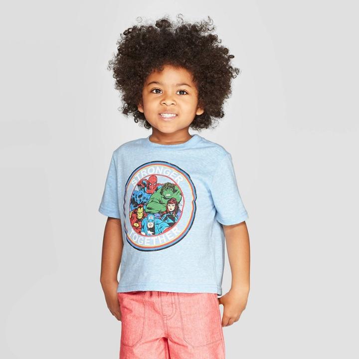 Marvel Toddler Boys' Avengers Team T-shirt Light Blue 12 M, Boy's,