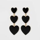 Sugarfix By Baublebar Graduating Heart Drop Earrings - Black, Women's