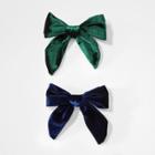 Girls' 2pc Velvet Bows Metal Barrettes - Cat & Jack Green
