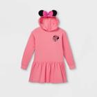Girls' Disney Minnie Mouse Hooded Sweater Dress - Pink