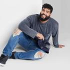 Adult Extended Size Relaxed Fit Long Sleeve Pocket T-shirt - Original Use Blue