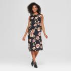 Women's Floral Print Sleeveless Ruffle Midi Dress - Who What Wear Black