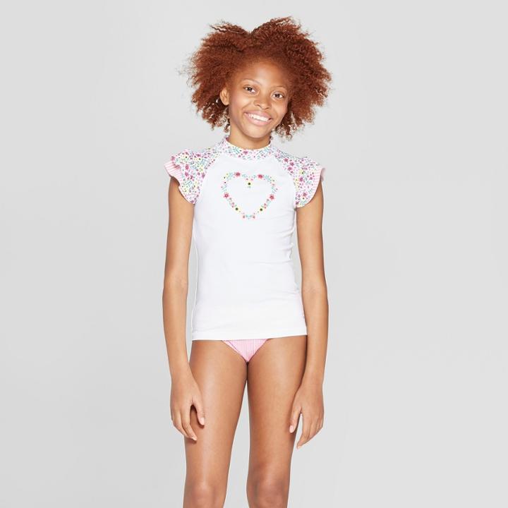 Girls' Ruffle Sleeve Flower Rashguard - Cat & Jack Pink