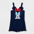 Disney Toddler Girls' Minnie Mouse Americana Knit Sleeveless Romper - Navy