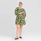 Women's Plus Size Floral Print Long Sleeve Dress - Who What Wear Green 1x, Women's,