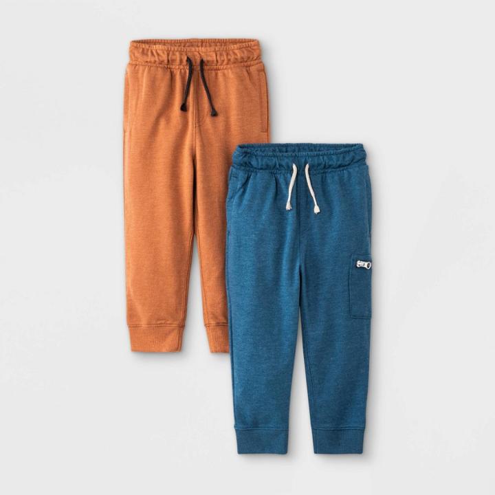 Toddler Boys' 2pk French Terry Utility Pull-on Jogger Pants - Cat & Jack Orange