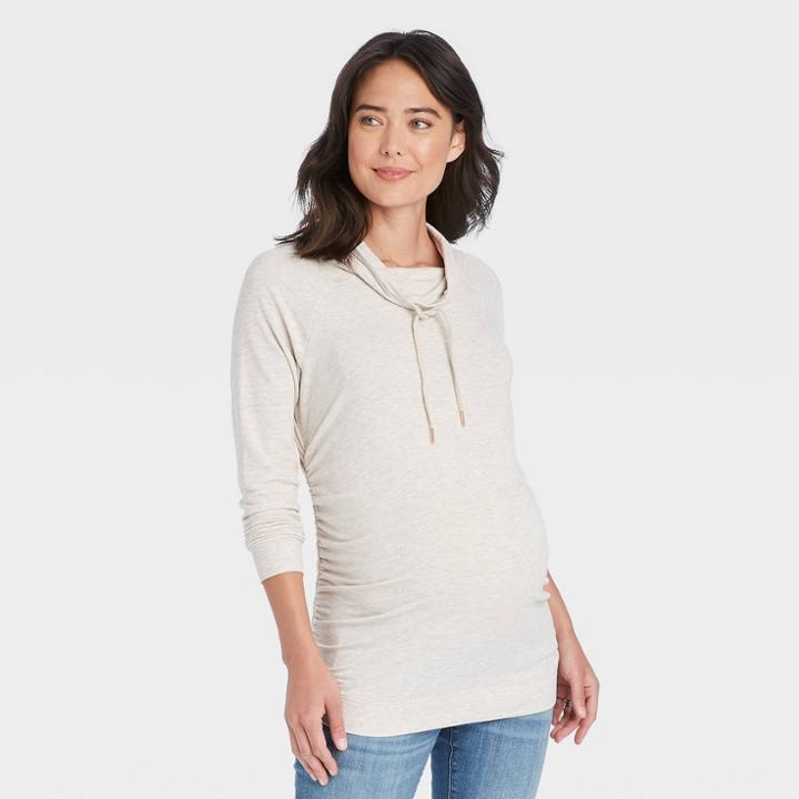 Maternity Sweatshirt - Isabel Maternity By Ingrid & Isabel Oatmeal Heather Xxl, Oatmeal Grey