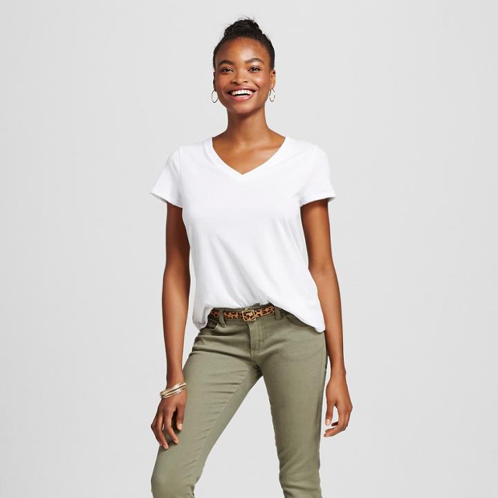Mossimo Supply Co. Women's Short Sleeve Relaxed V-neck T-shirt White Xl - Mossimo