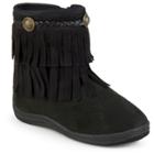 Girls' Journee Collection Anza Round Toe Fringed Fashion Boots - Black