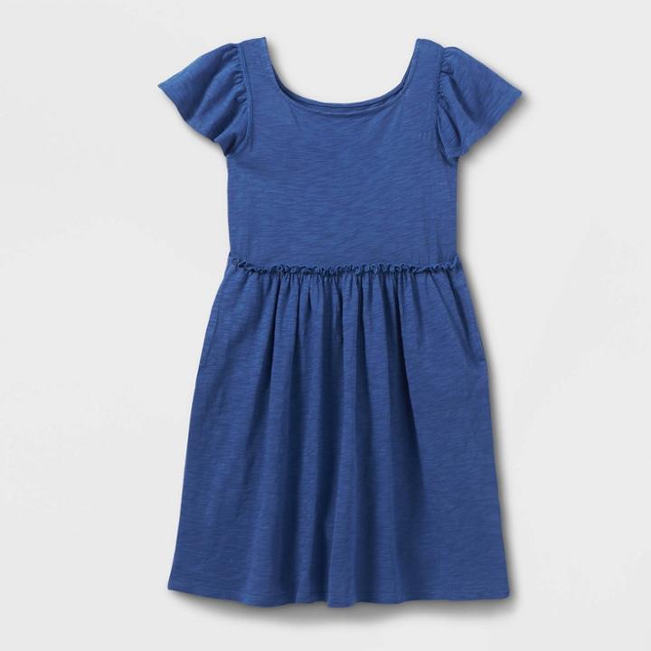 Girls' Adaptive Ruffle Sleeve Dress - Cat & Jack Blue