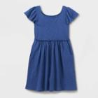 Girls' Adaptive Ruffle Sleeve Dress - Cat & Jack Blue