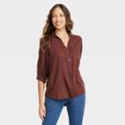 Women's Long Sleeve Button-down Shirt - Knox Rose Brown