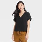 Women's Short Sleeve Blouse - Universal Thread Black