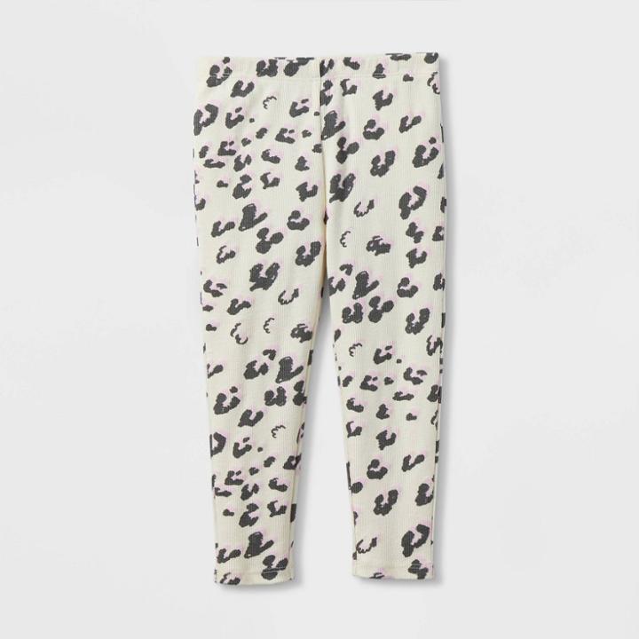 Grayson Mini Toddler Girls' Leopard Ribbed Leggings - Cream
