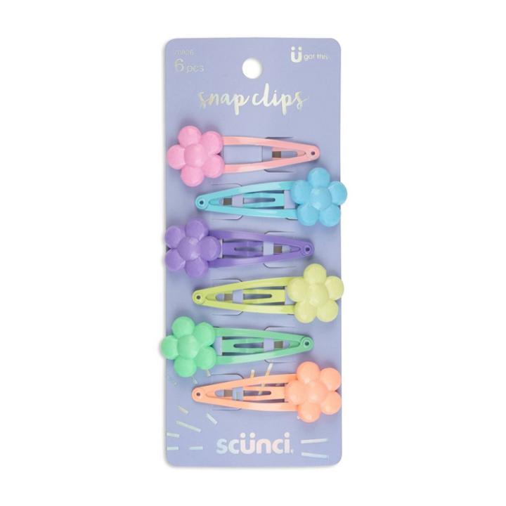 Scunci Snap Clips With Flowers