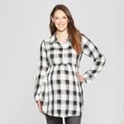 Maternity Plaid Peplum Hem Shirt - Isabel Maternity By Ingrid & Isabel Black