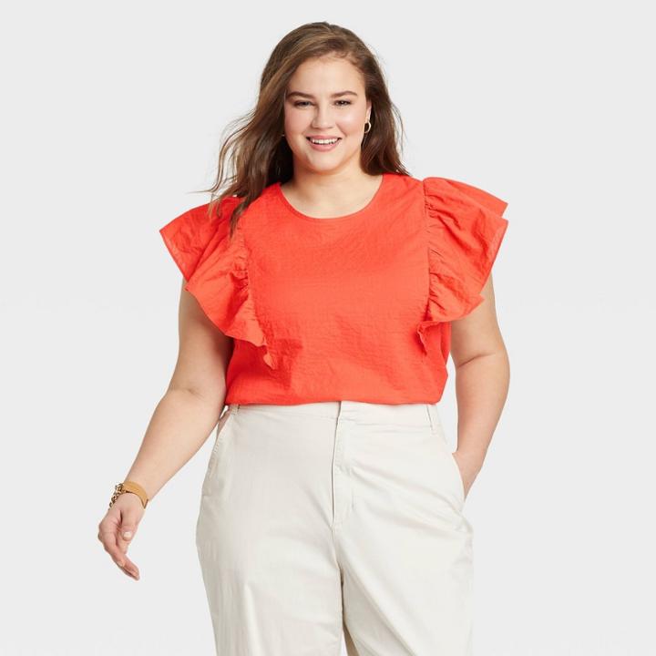Women's Plus Size Tank Top - A New Day Orange