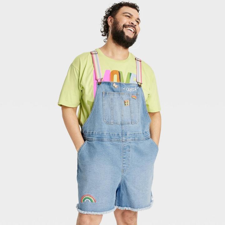 No Brand Pride Adult Plus Size Rainbow Shortalls -