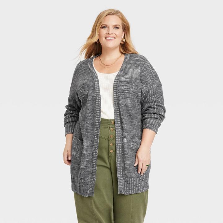 Women's Plus Size Marled Open-front Cardigan - Knox Rose