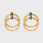 Open Hoop With Simulated Pearl Door Knocker Earrings - A New Day Gold