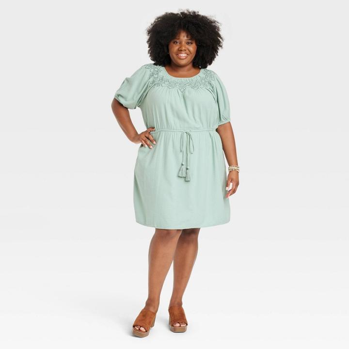 Women's Plus Size Puff Short Sleeve Smocked Dress - Knox Rose