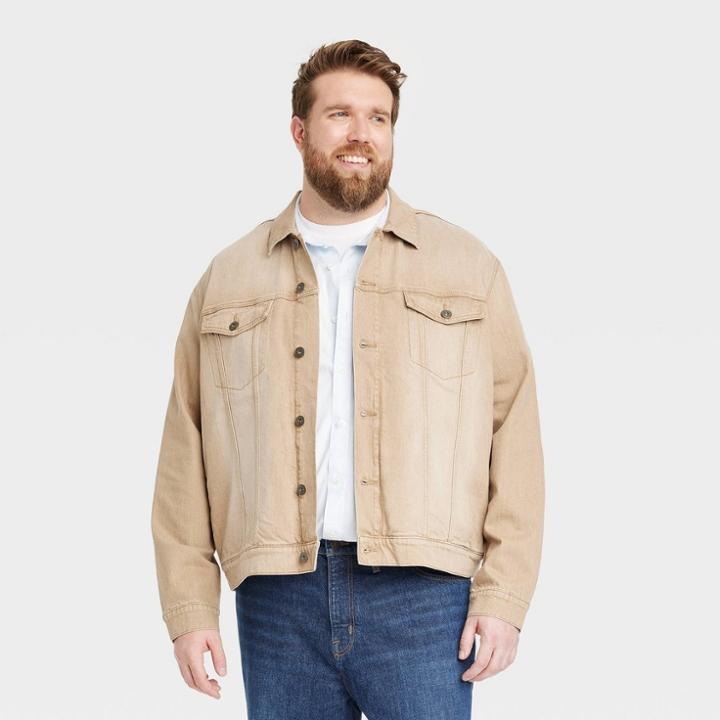 Men's Big & Tall Denim Trucker Jacket - Goodfellow & Co Beige