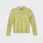 Girls' Mock Neck Long Sleeve Mesh Top - Art Class Yellow